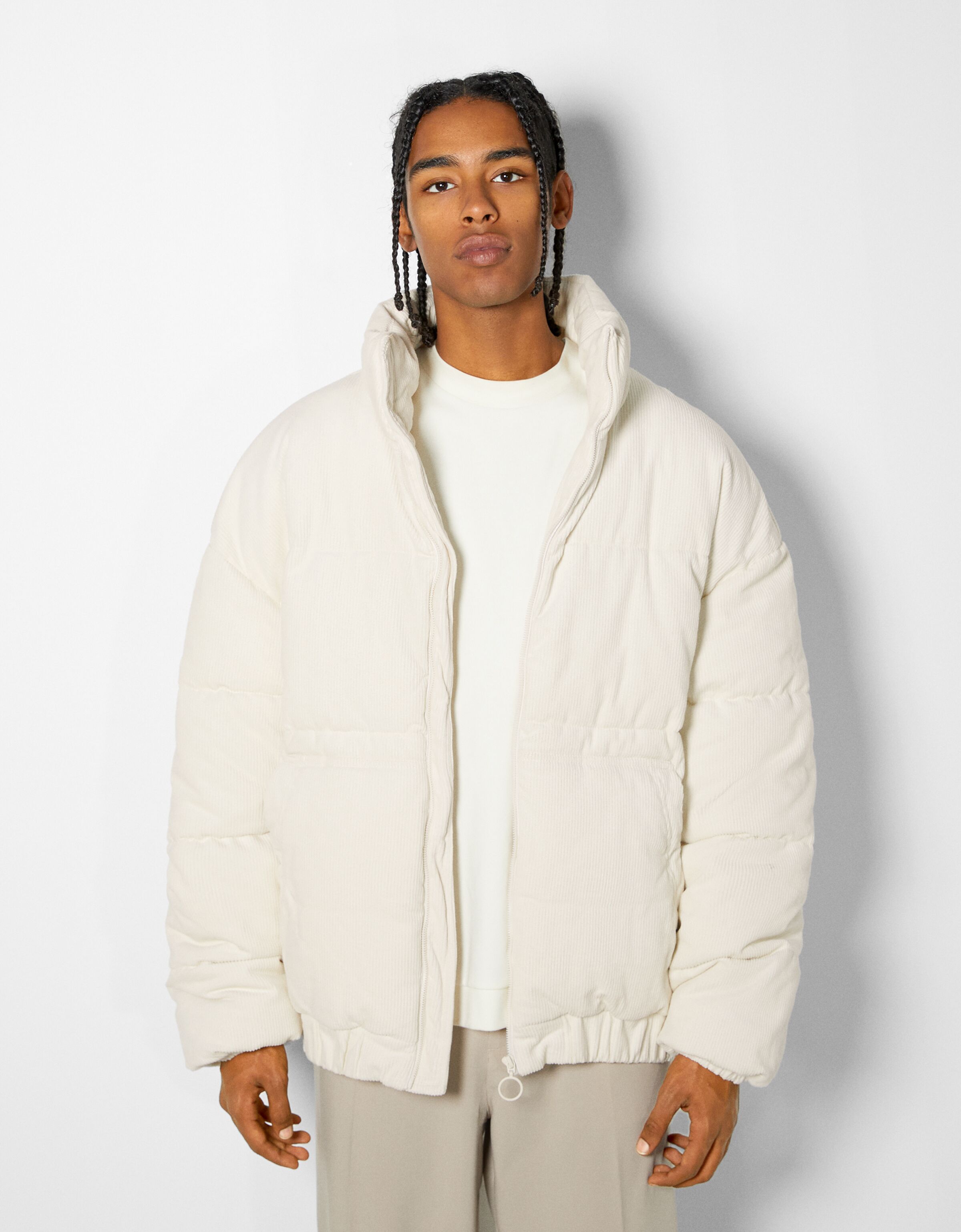 oversized corduroy puffer jacket