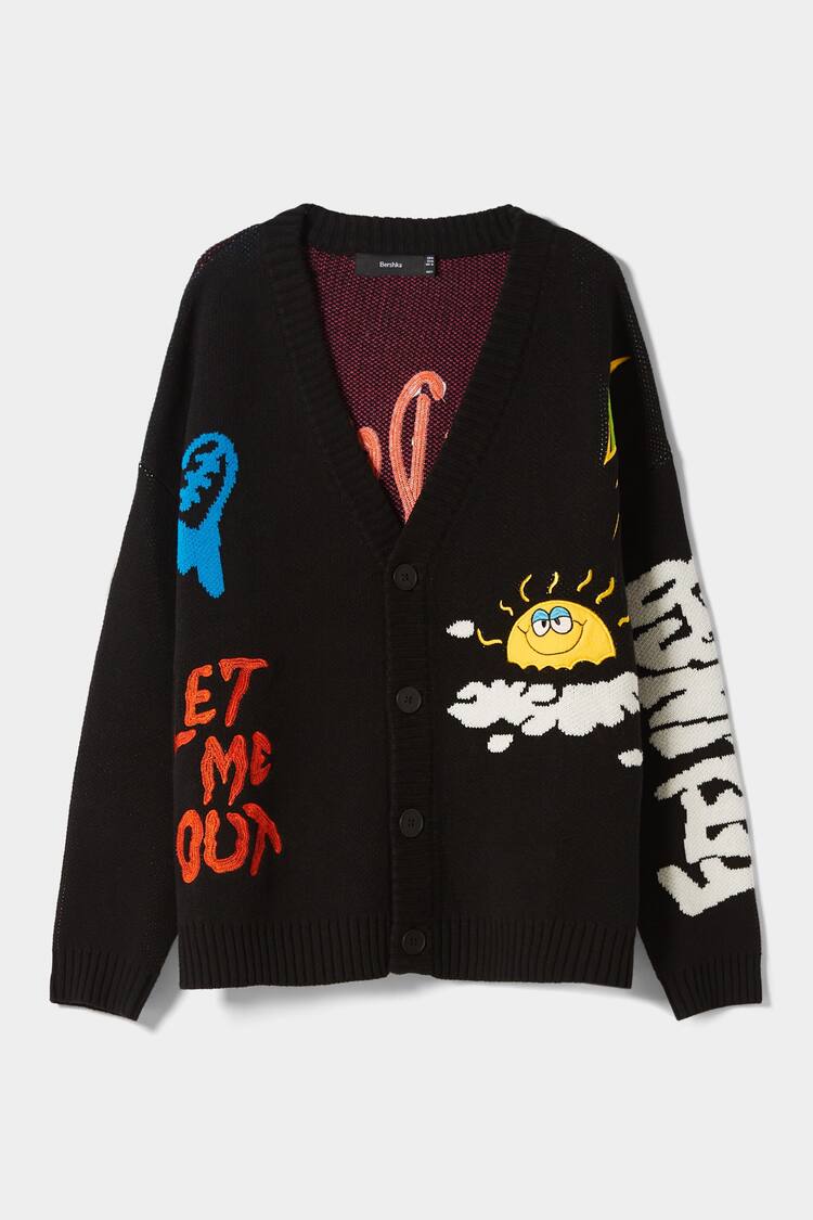 Cardigan with funny patches