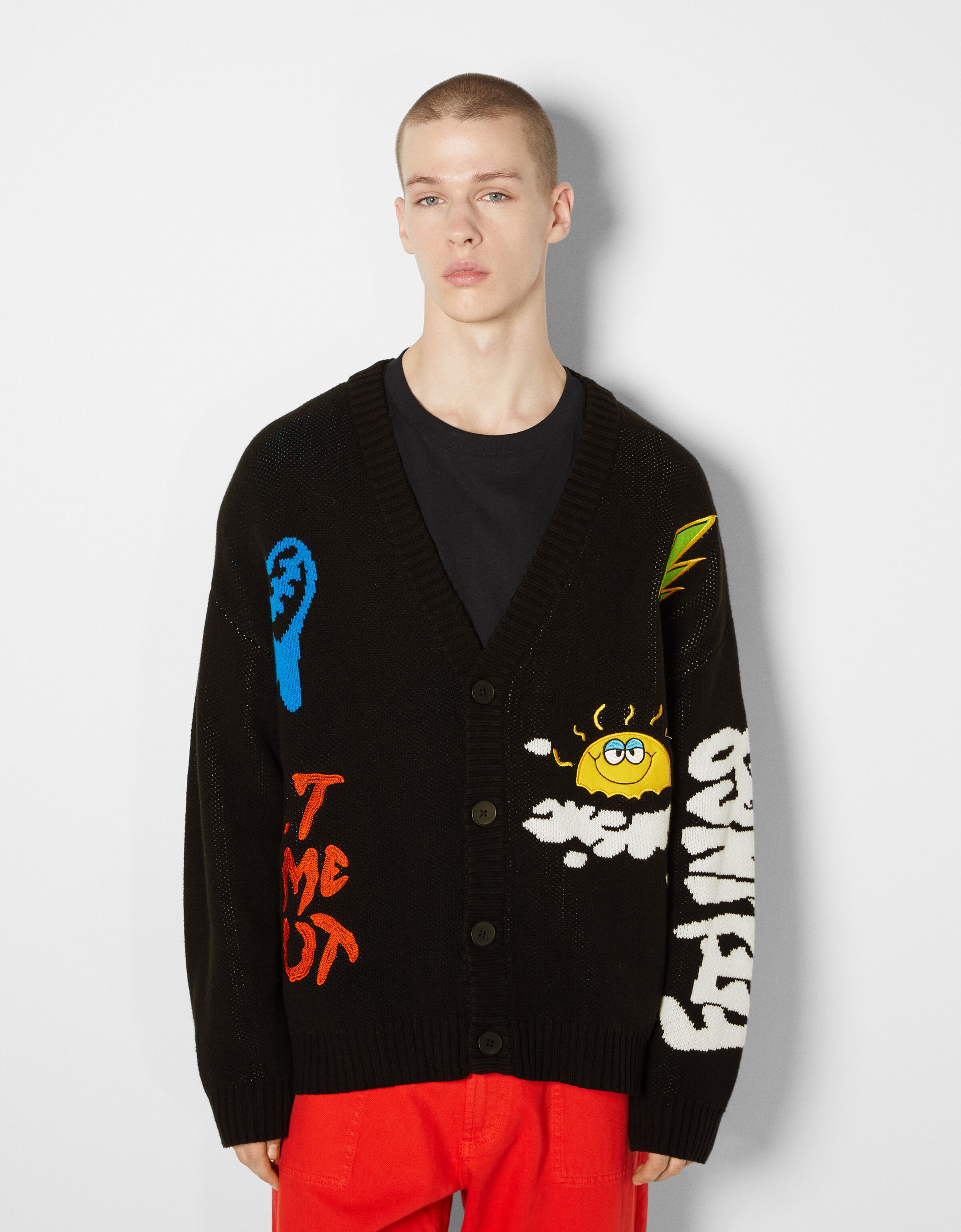 Cardigan with funny patches - Man | Bershka