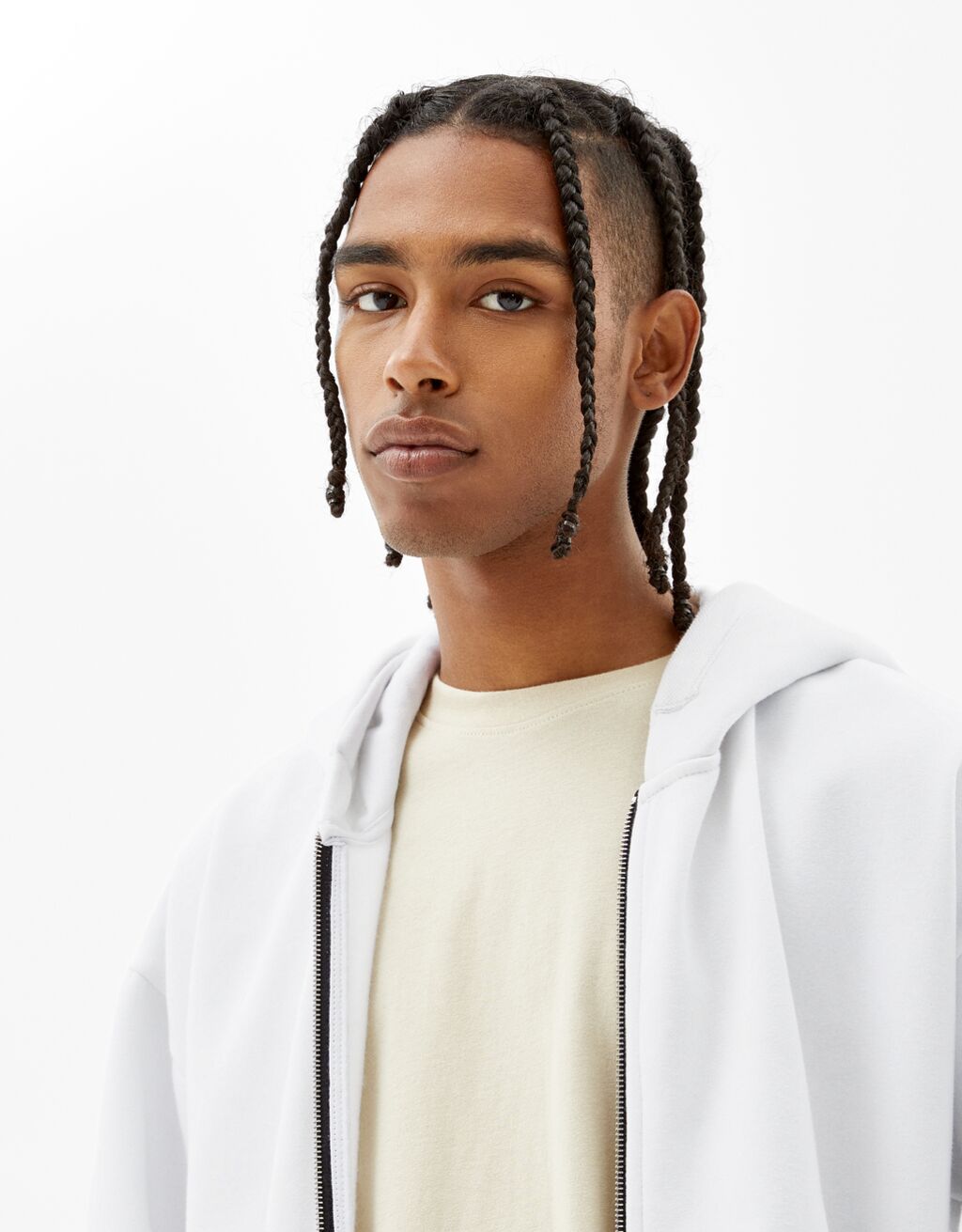 sweatshirt-met-rits-en-capuchon-heren-bershka