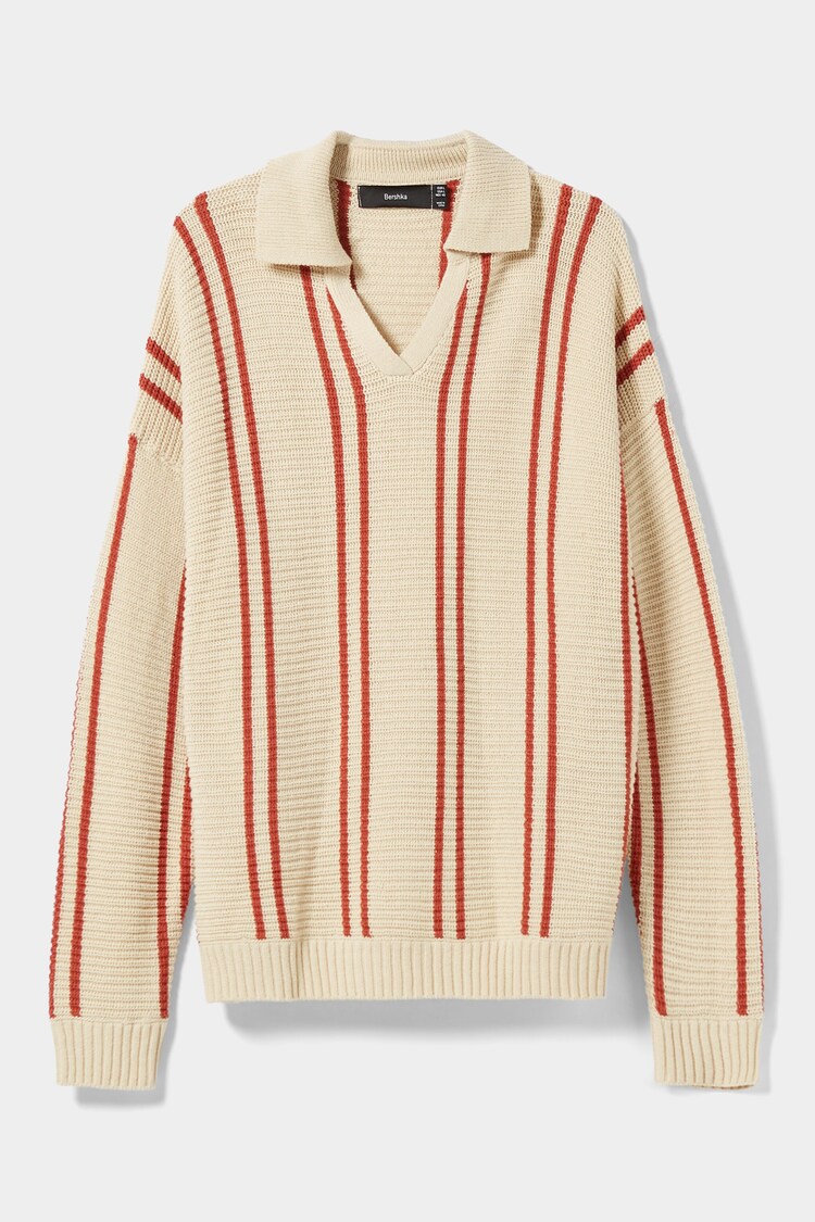 Polo džemperis ar vertikālām svītrām