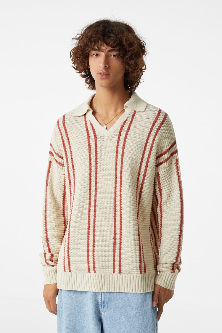 Polo džemper s vertikalnim prugama