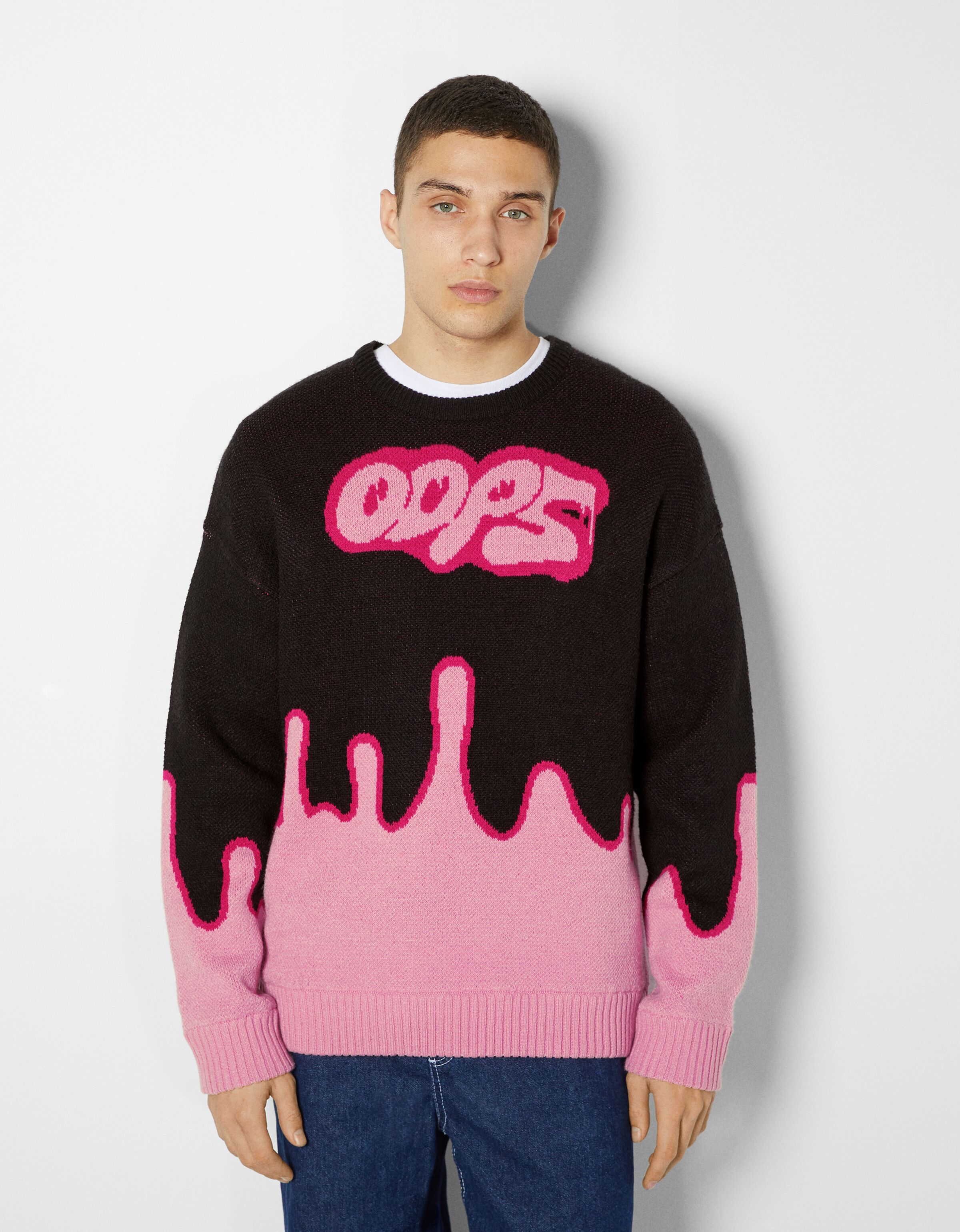 Printed intarsia sweater - Man | Bershka