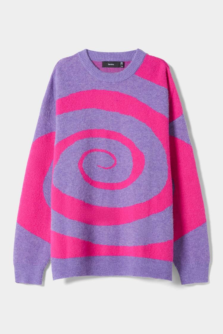 Intarsia spiral sweater