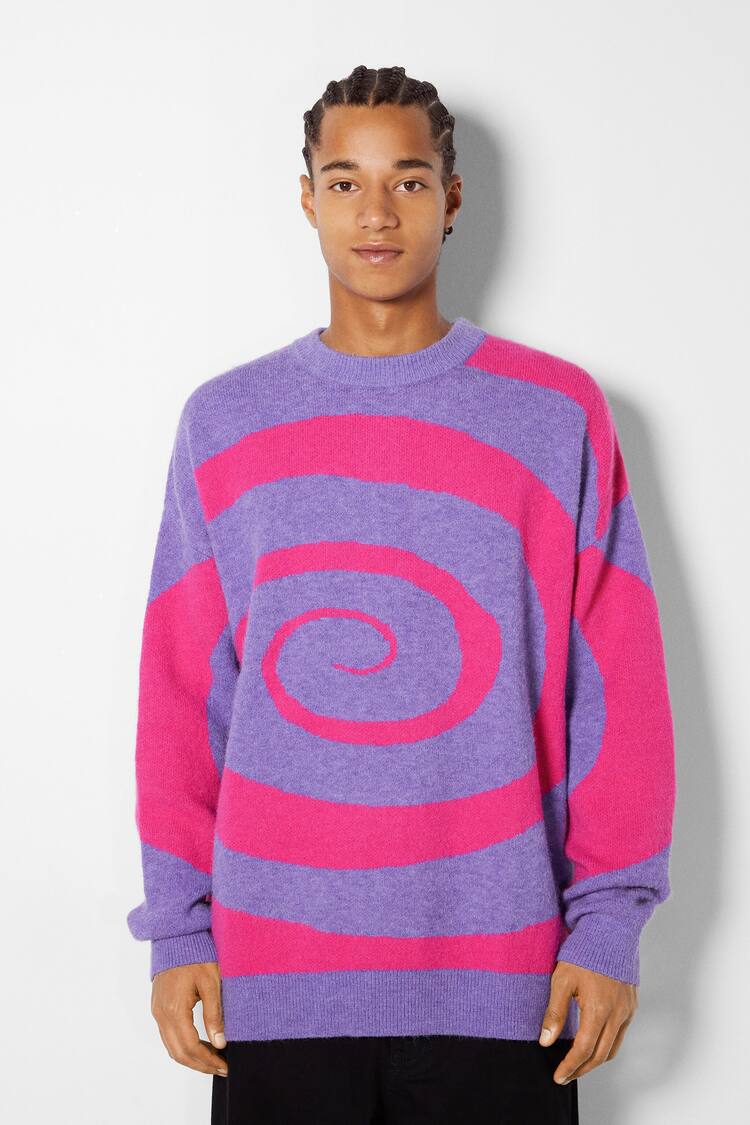 Intarsia spiral sweater