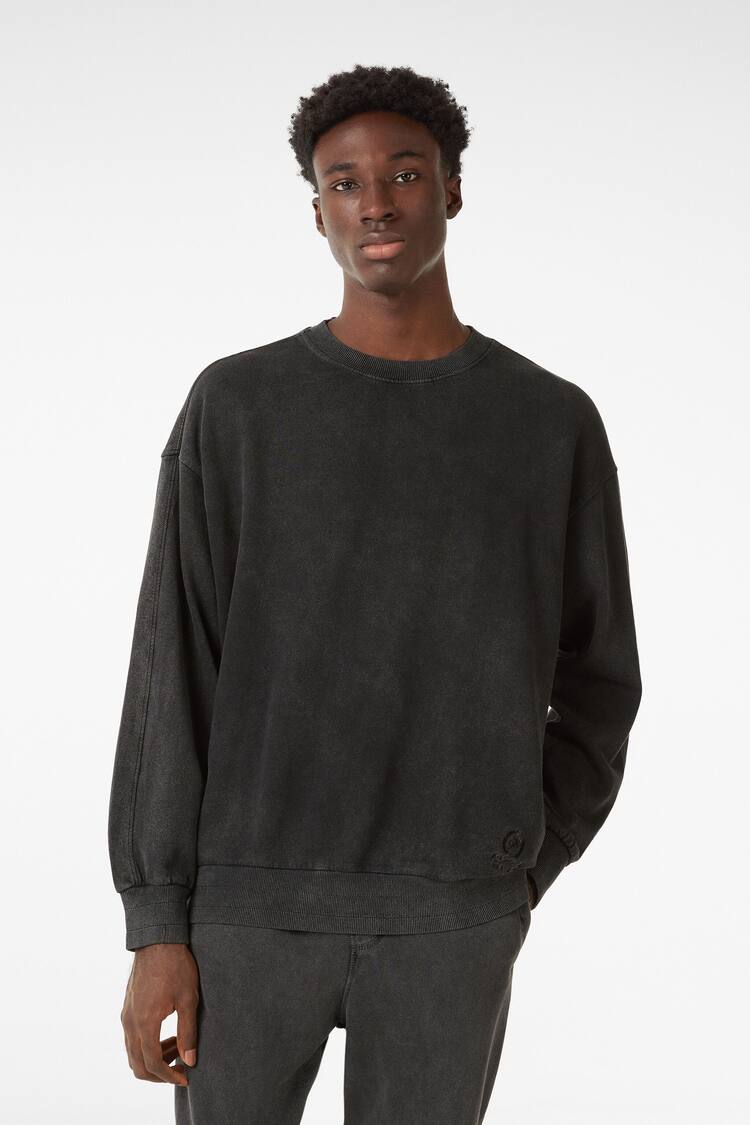 Sweatshirt mit Rundausschnitt im Washed-Look