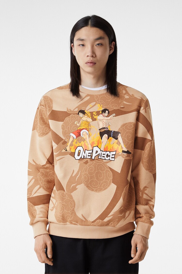 Round neck sweatshirt with One Piece print