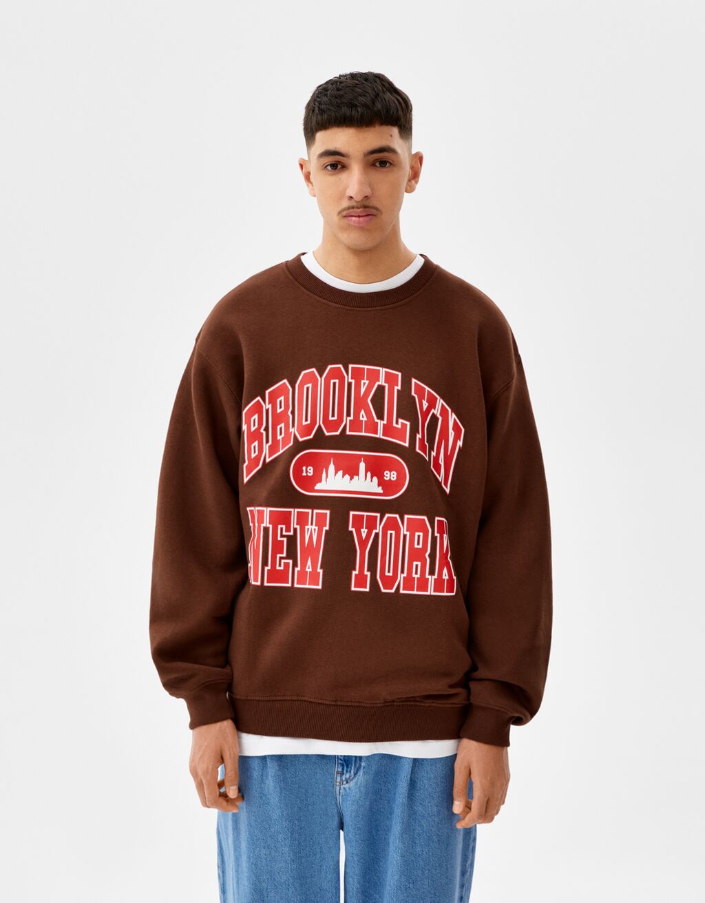 Sweatshirt med college-print og rund hals