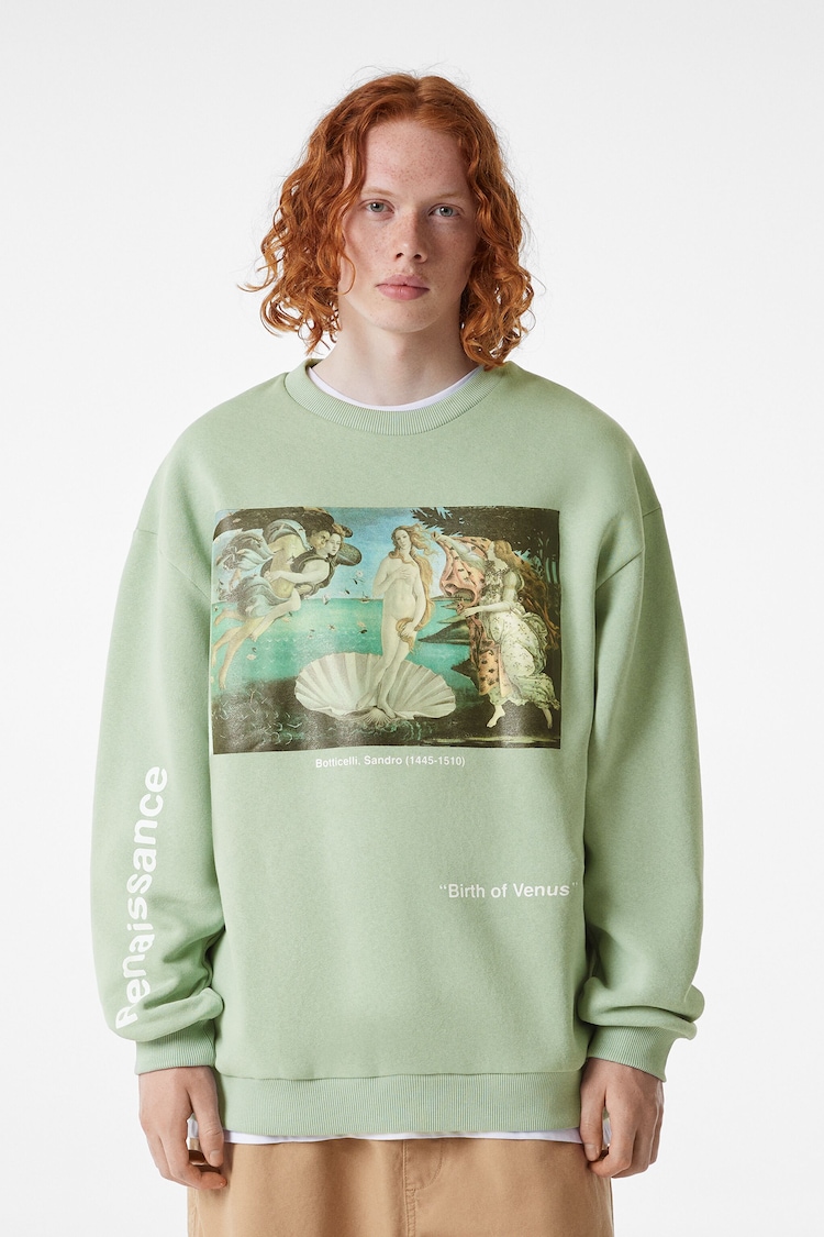 Oversize sweatshirt med Museo de la Scala og rund hals