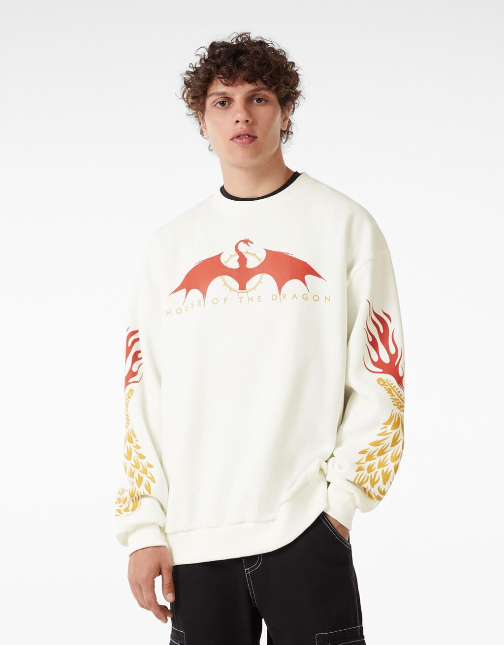 Oversize sweatshirt med House of Dragons og rund hals