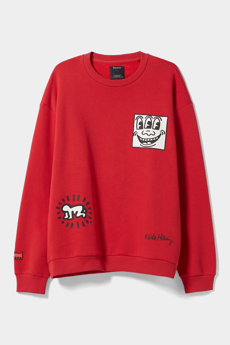 Sweatshirt med rund krage Keith Haring-tryck
