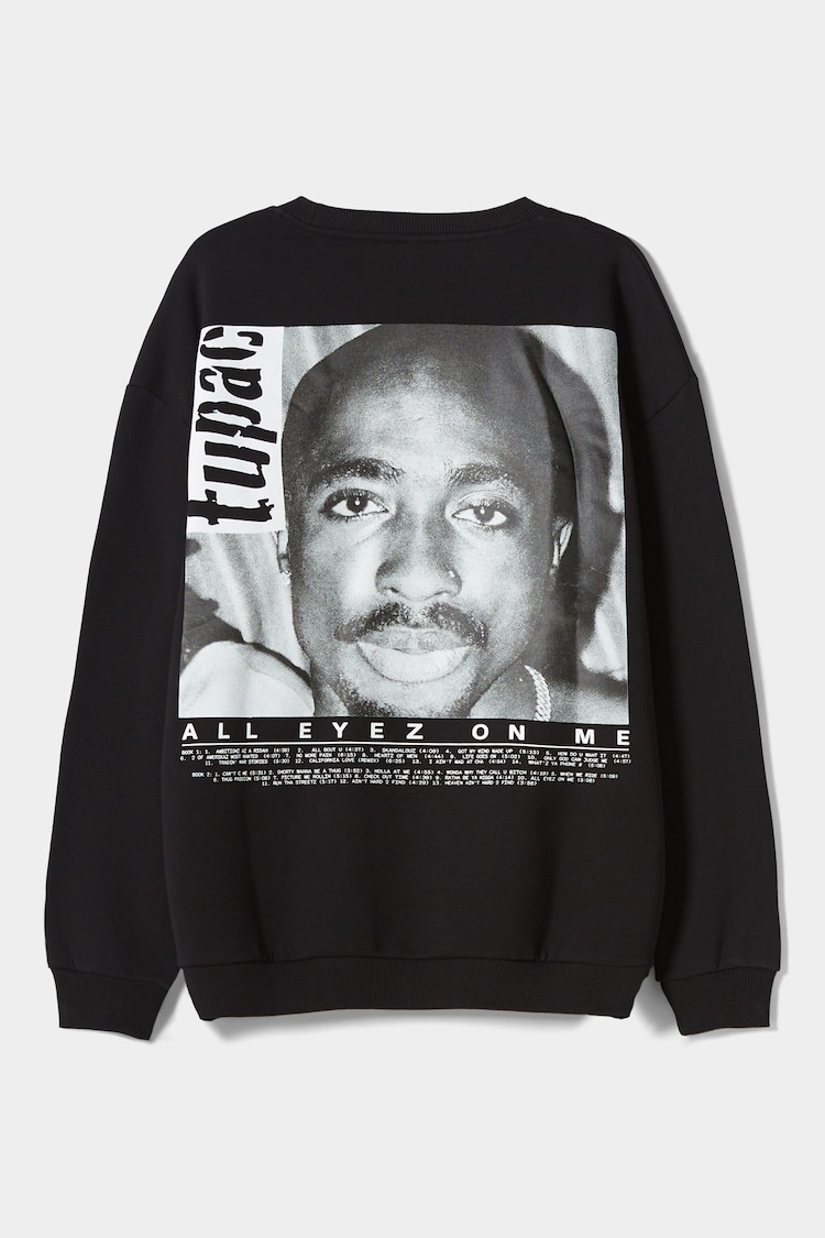 Tupac-sweatshirt med rund hals