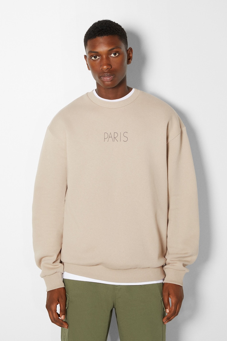 Oversize round neck sweatshirt with print