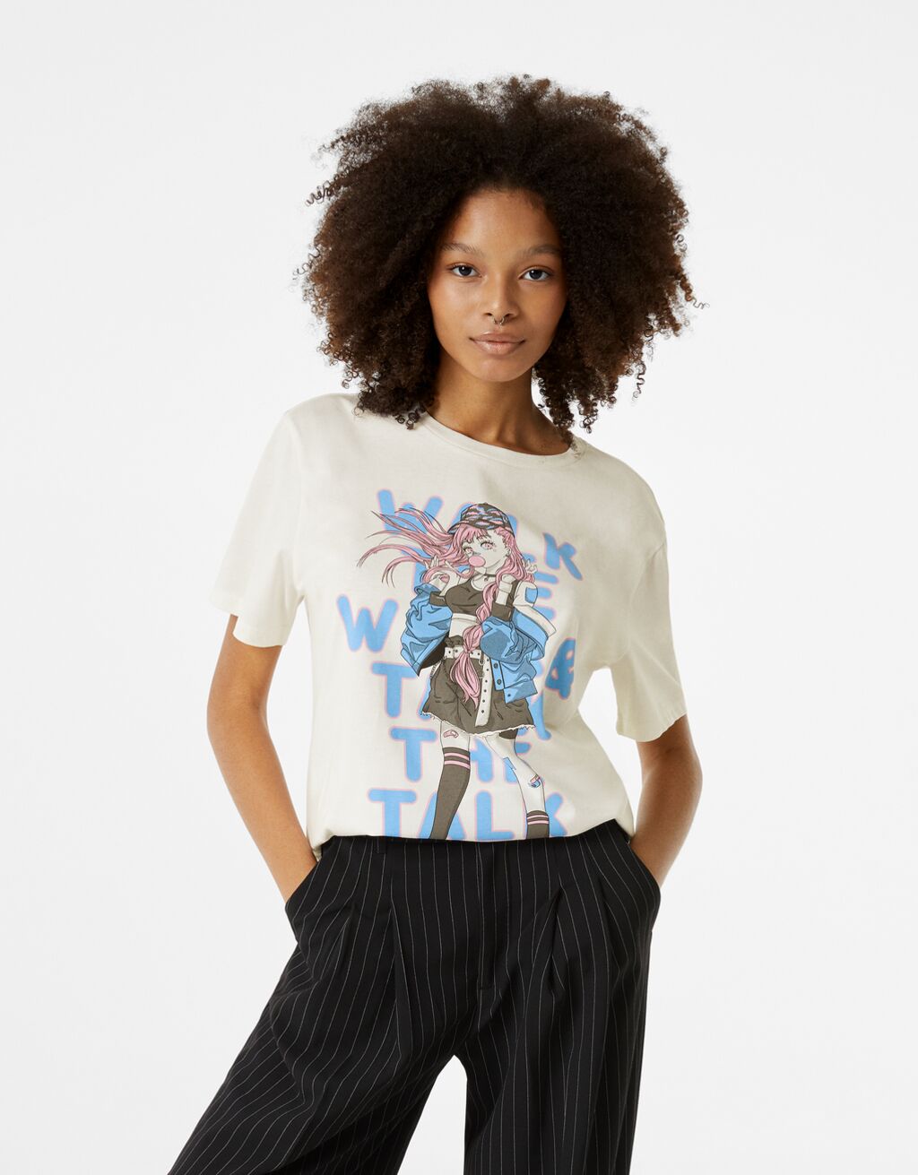 Κοντομάνικη μπλούζα με anime print