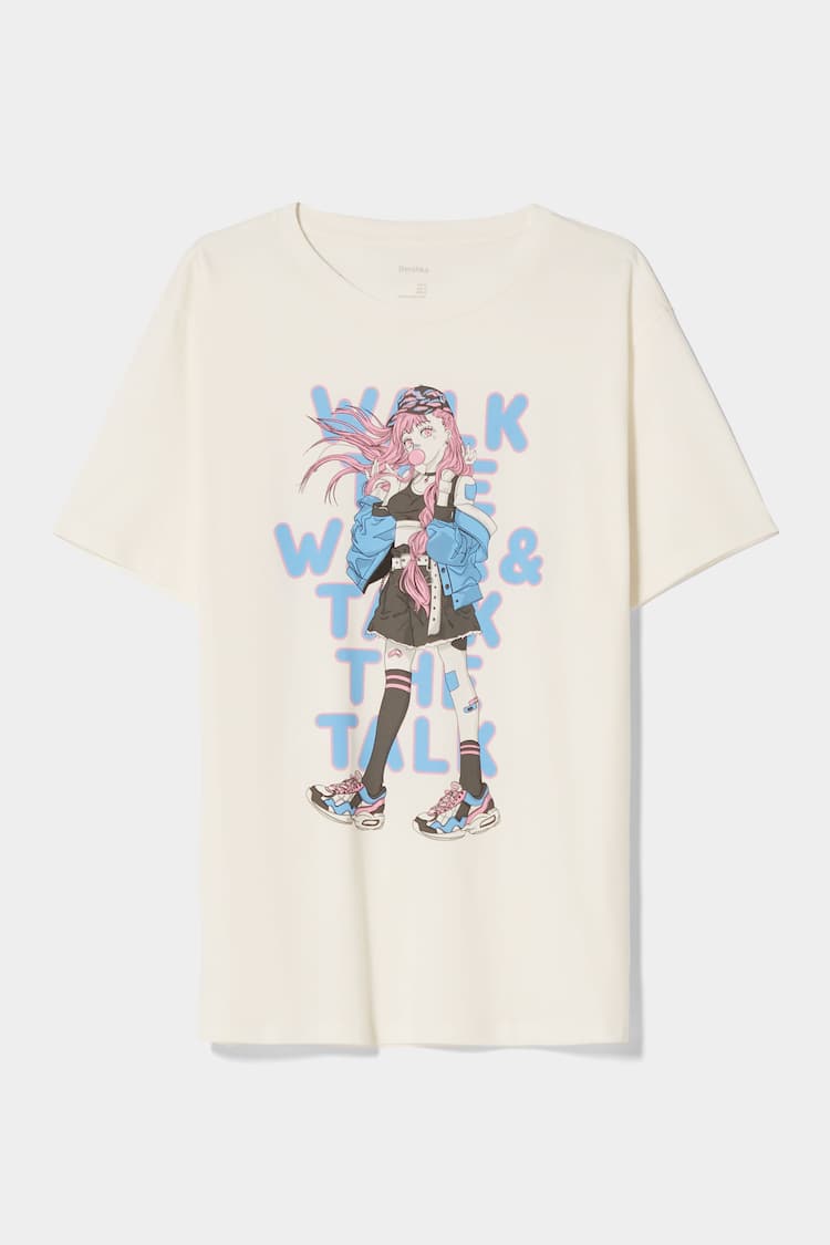 Lyhythihainen T-paita animeprintillä