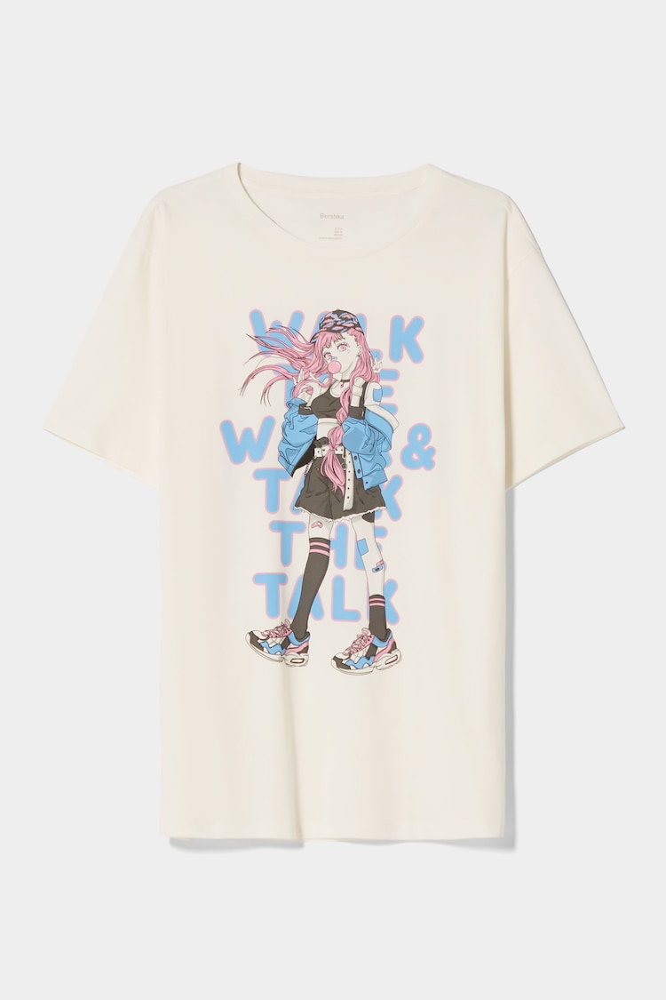 Anime desenli kısa kollu t-shirt