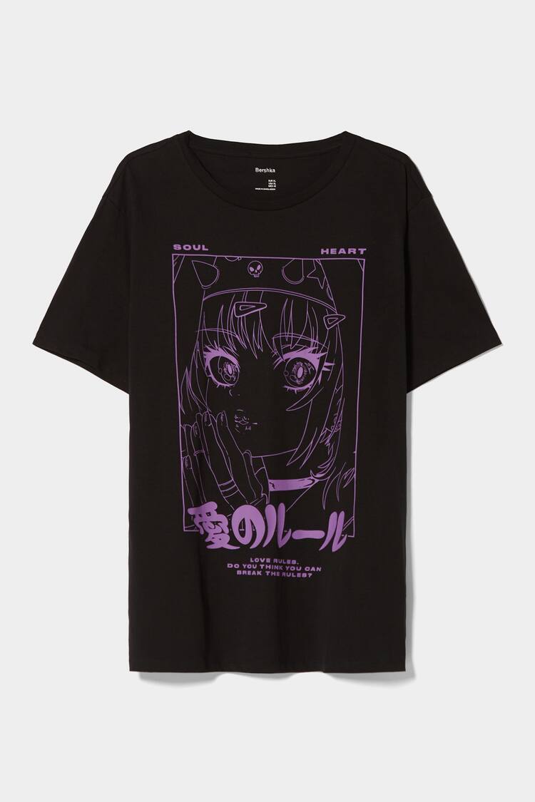 Lyhythihainen T-paita animeprintillä