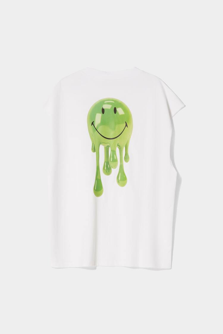 Predimenzionirana worker majica bez rukava s printom Smiley