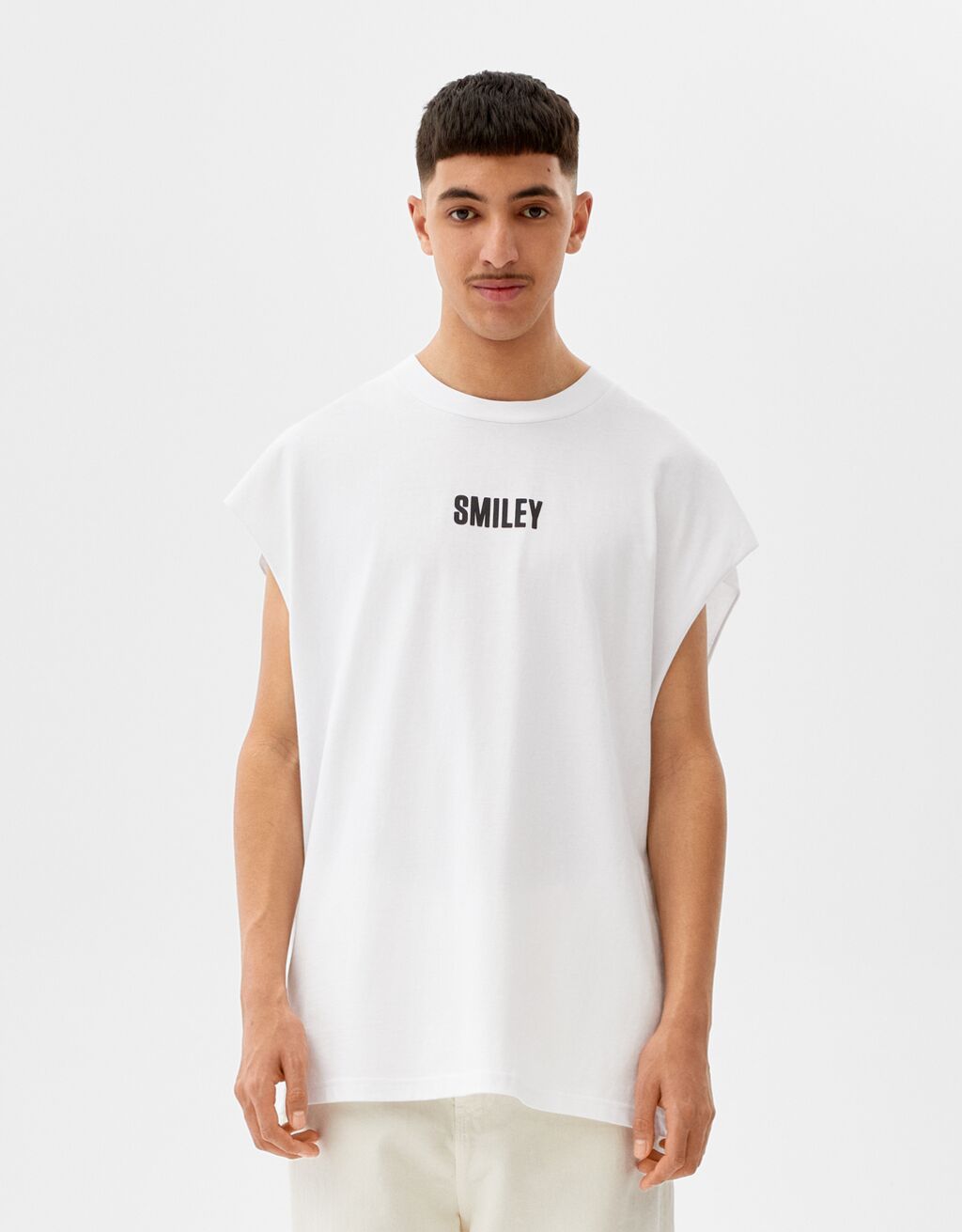 Mouwloos oversized worker-T-shirt Smiley®