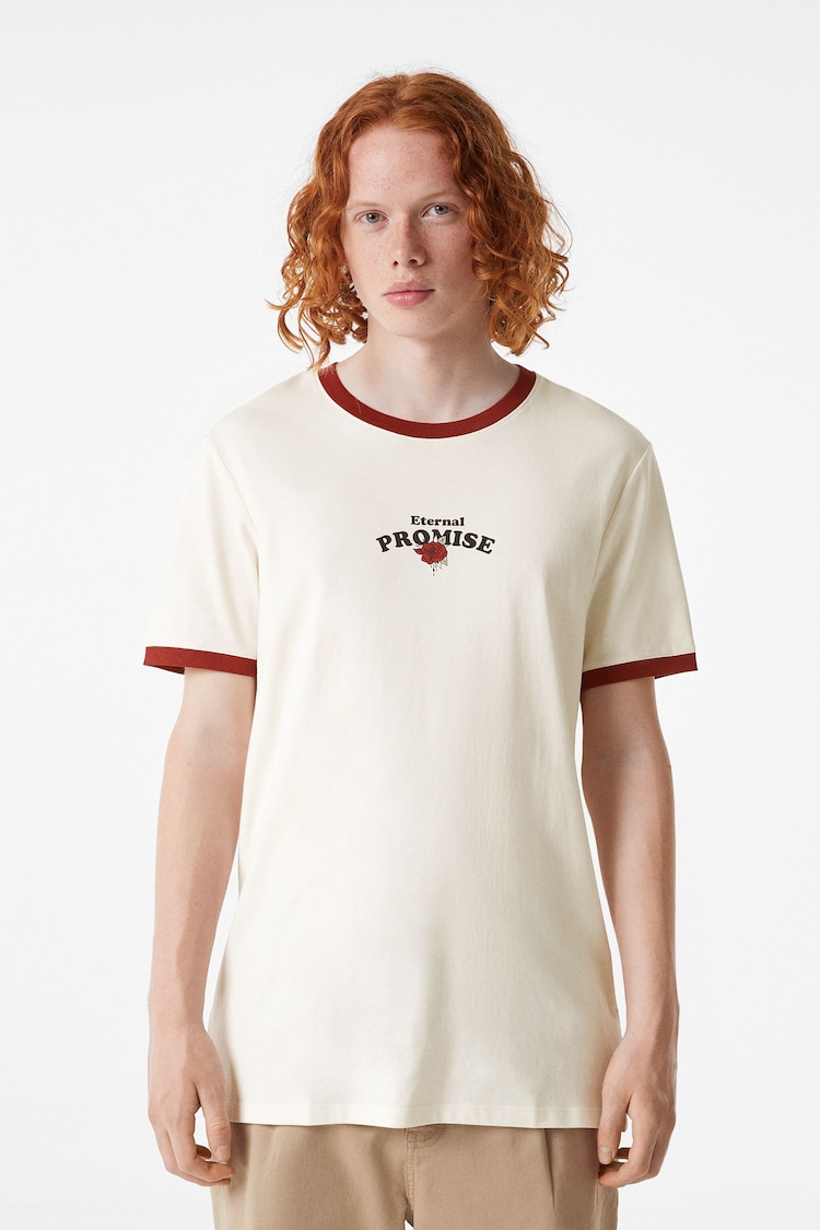Regular fit short sleeve T-shirt with slogan print