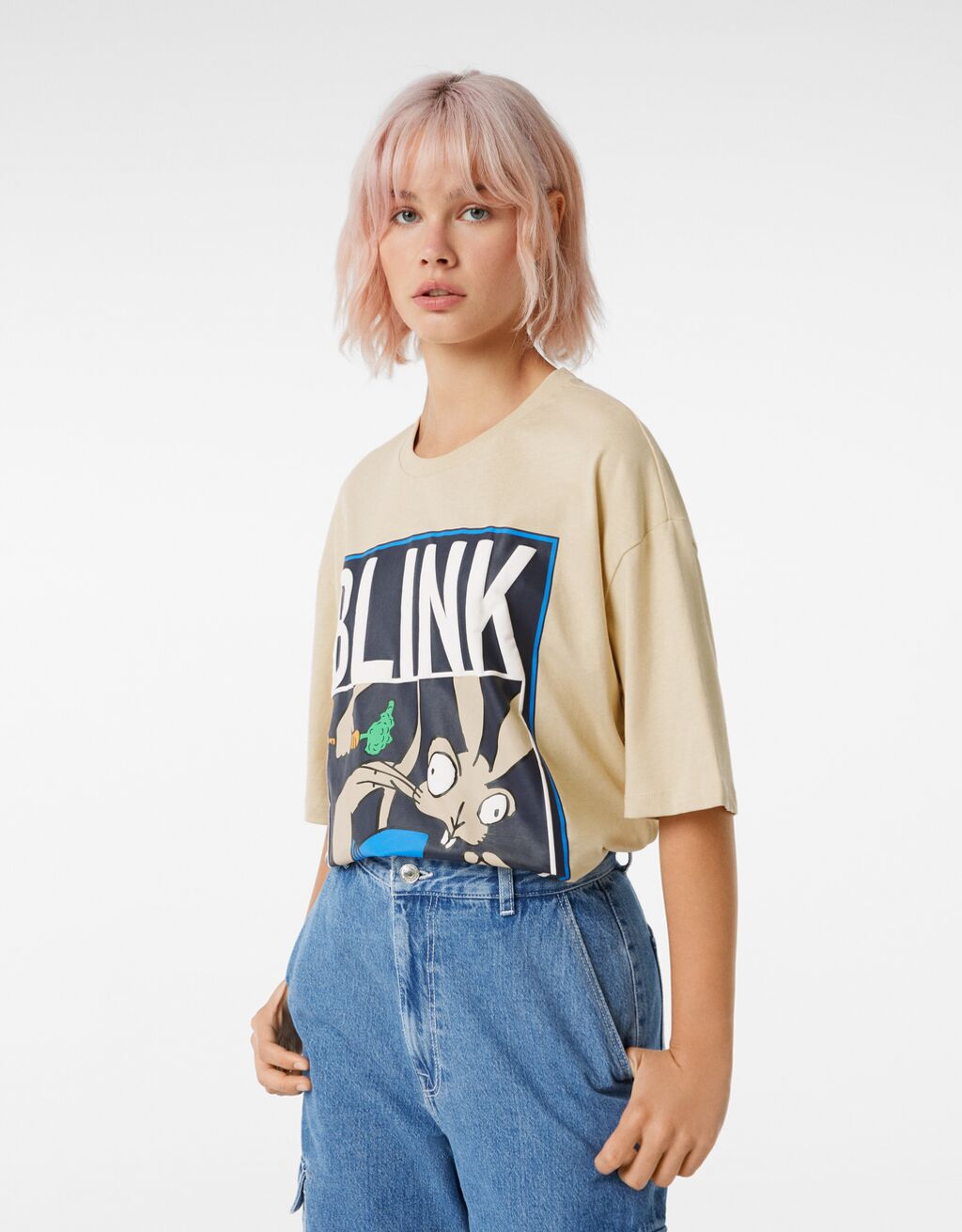 Camiseta manga curta oversize estampado Blink 182