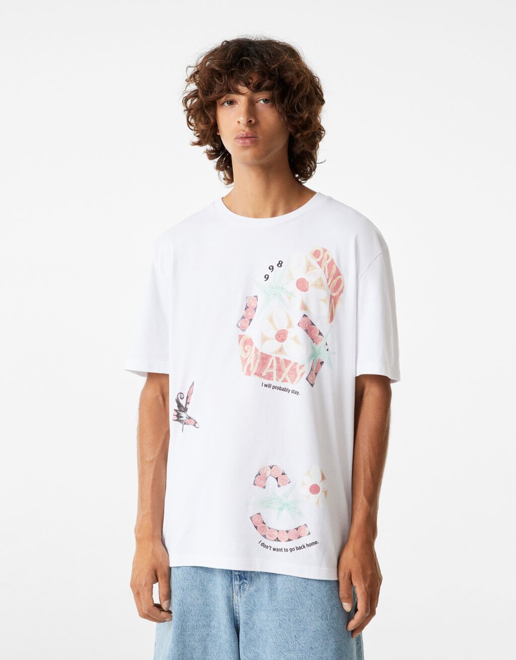 T-shirt de manga curta regular fit com estampado de arte