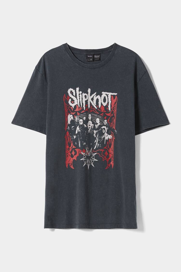 Camiseta manga corta efecto lavado print Slipknot