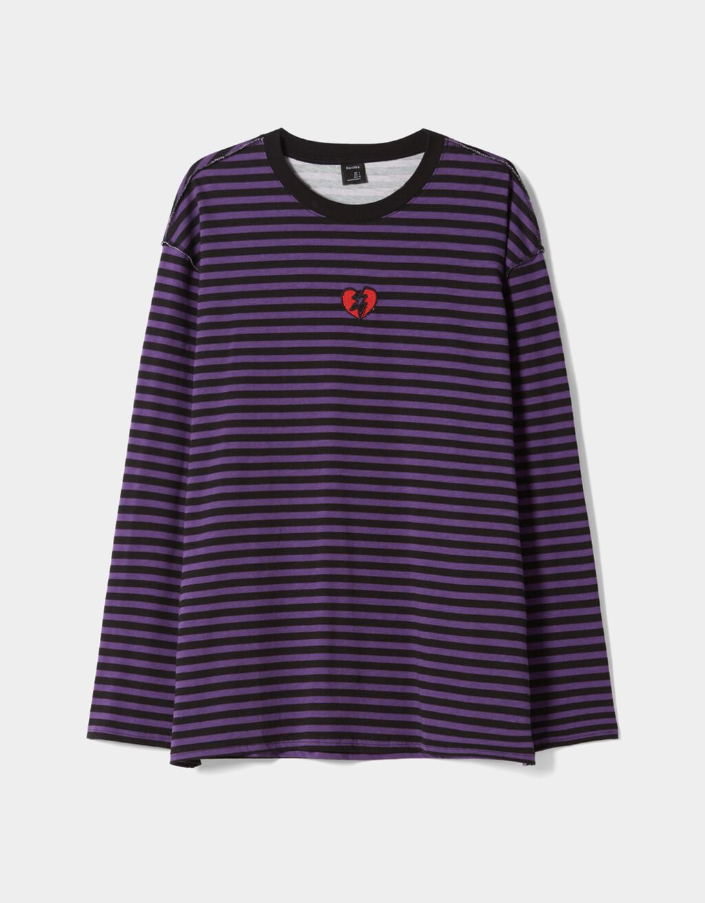 Embroidered long sleeve striped T-shirt