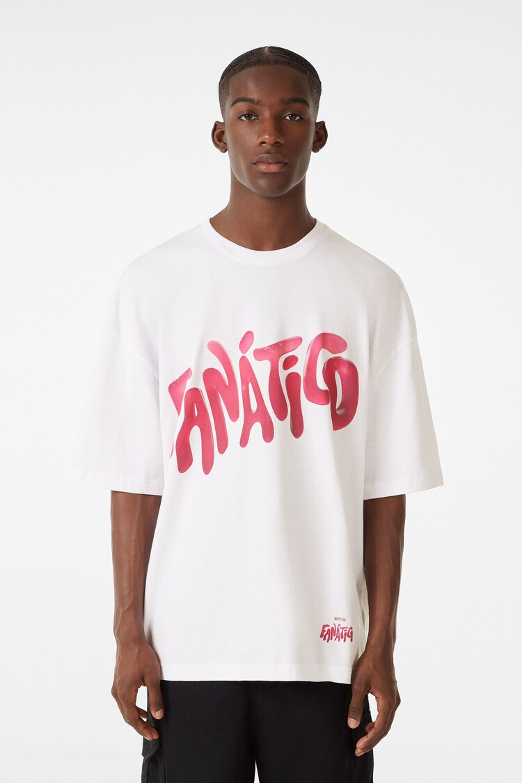 Ekstraløs T-shirt med Fanatic-print