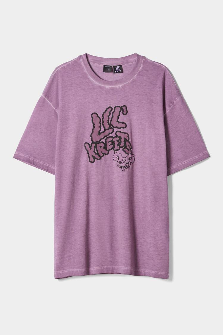 T-shirt manga curta oversize efeito lavado Lil Kreets