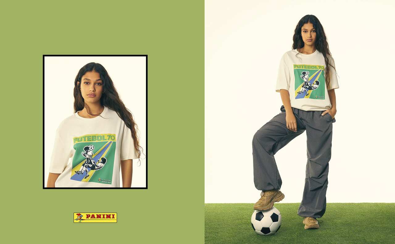 Regular-fit short sleeve T-shirt with Panini Fútbol 70 print