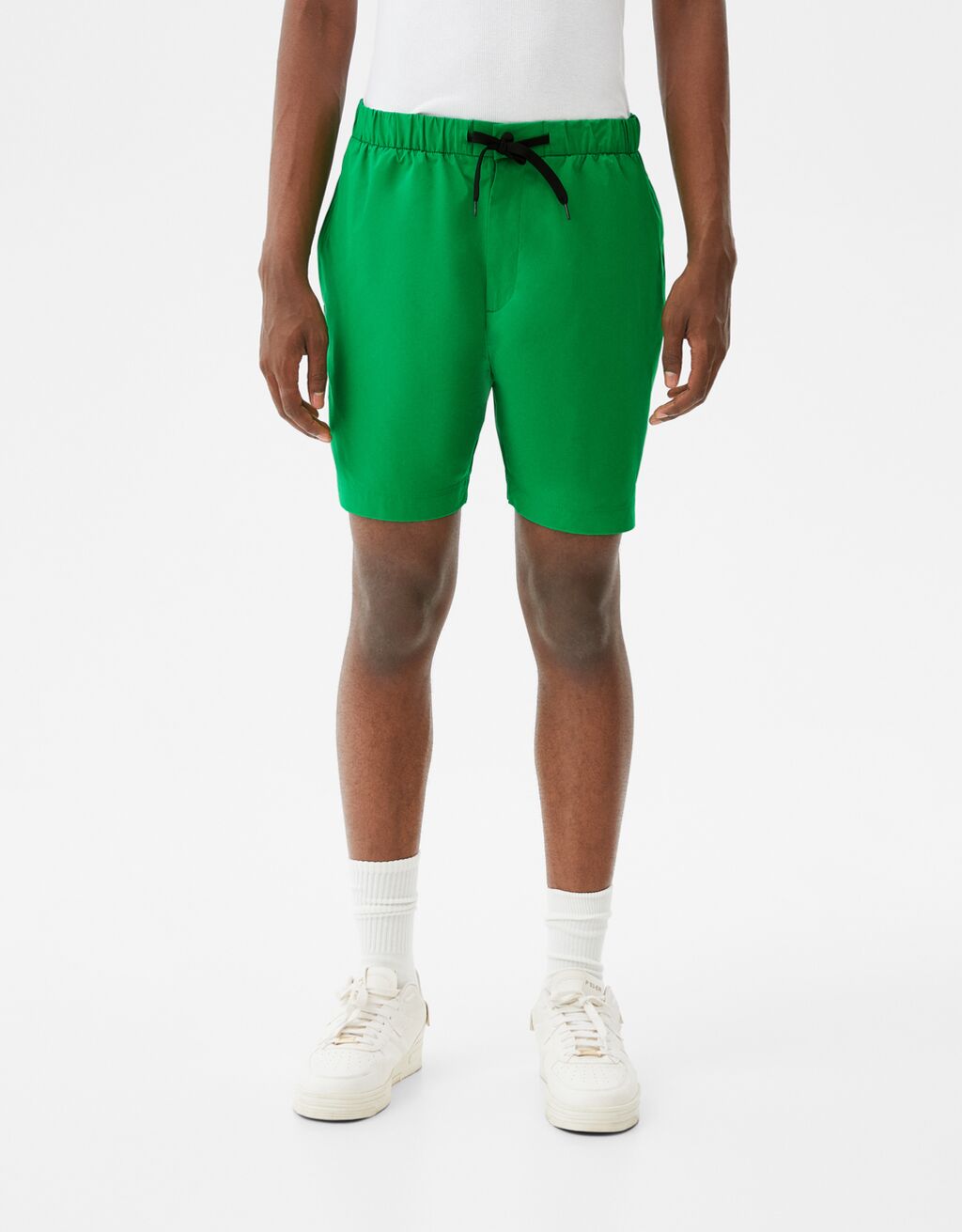 Oversize semi-jogger nylon effect Bermuda shorts