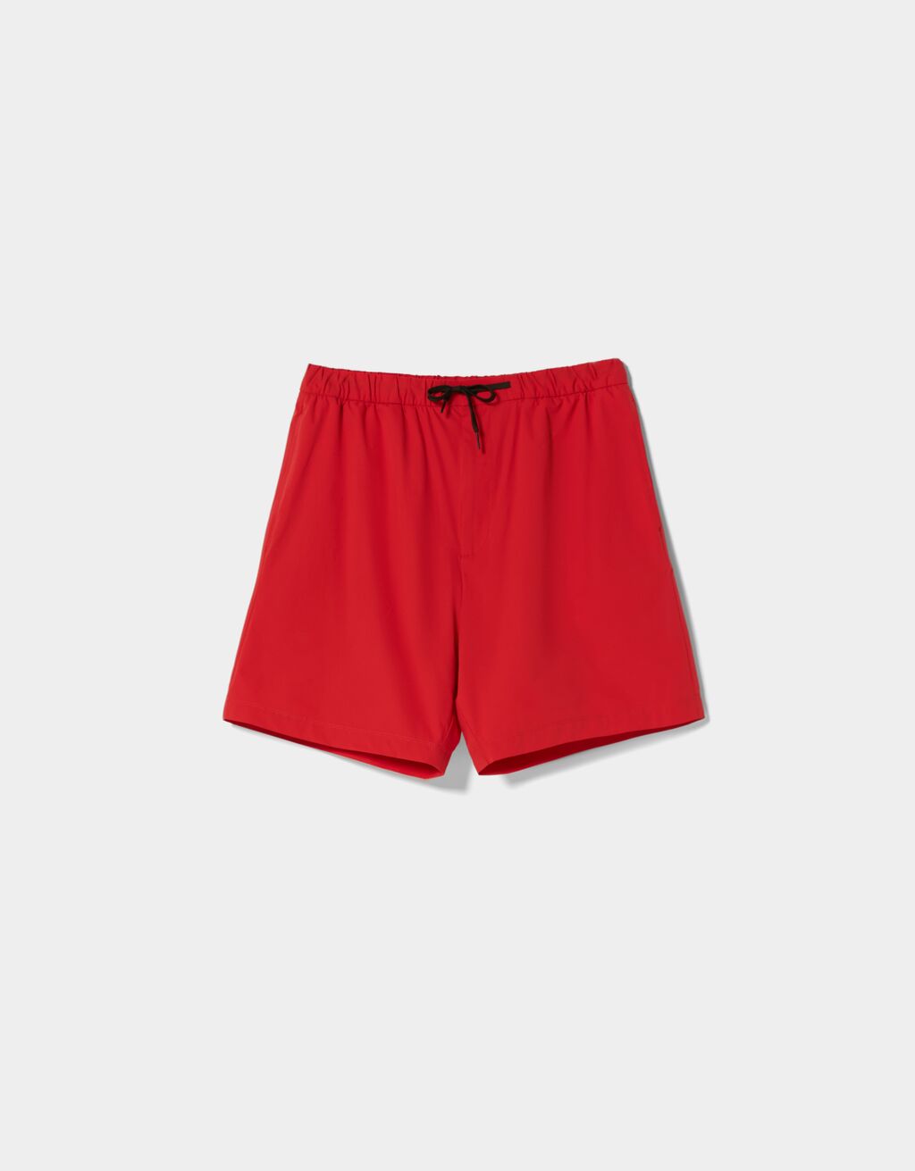 Oversize semi-jogger faux-nylon Bermuda shorts