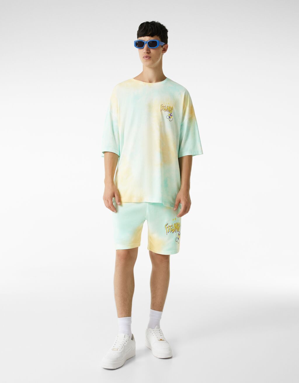 Tie-dye funny print Bermuda shorts