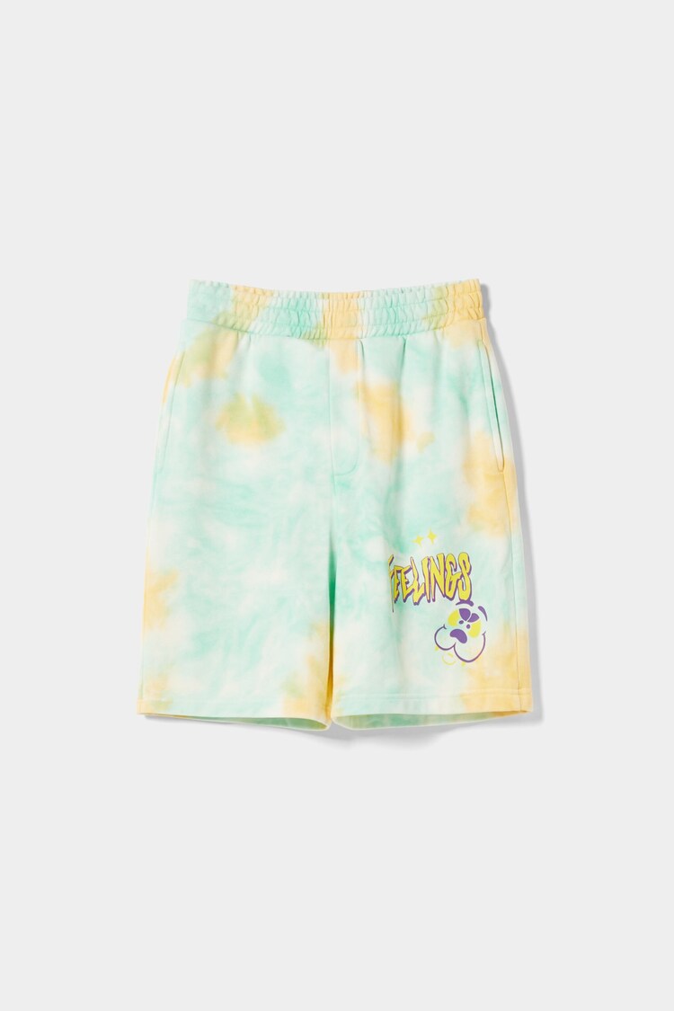 Tie-dye funny print Bermuda shorts
