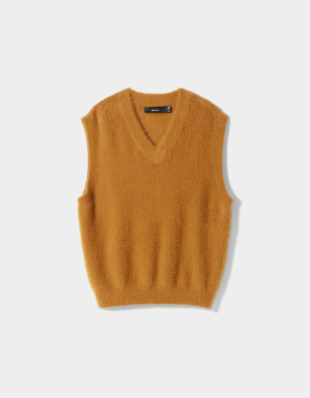 Faux fur knit V-neck vest