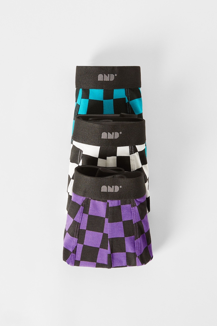 3-pack of chequered print boxers