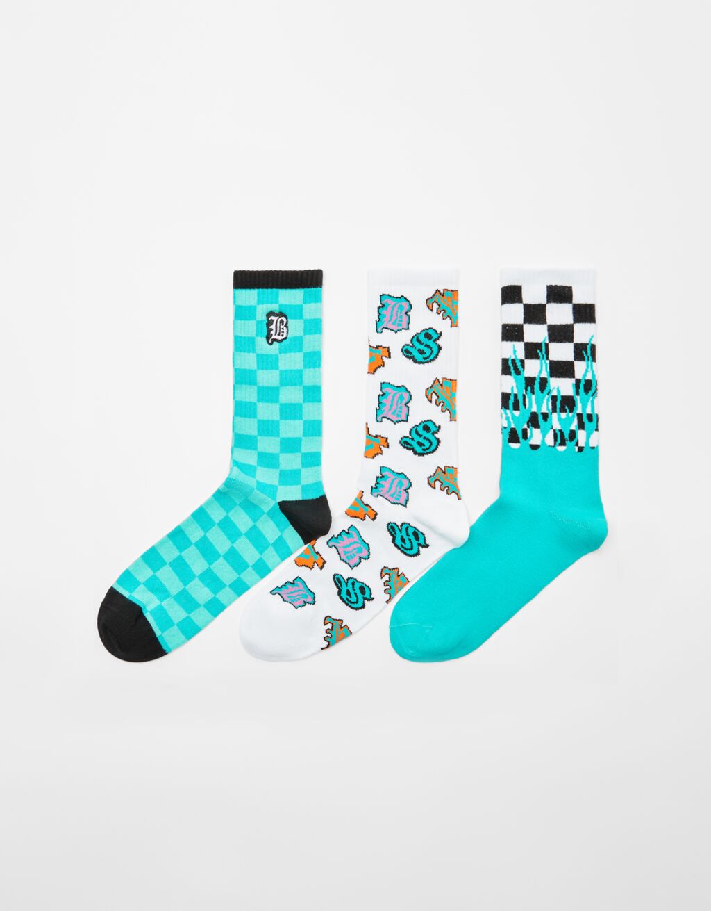 Set of 3 plaid print socks