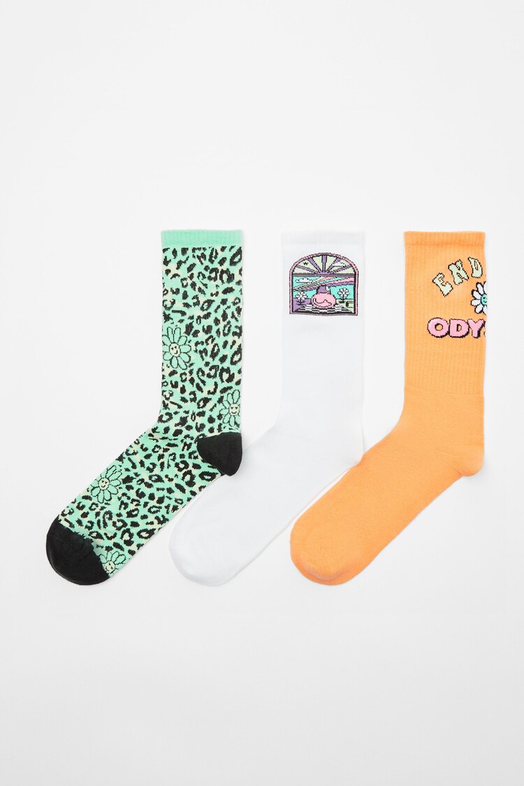 Set of 3 animal print socks