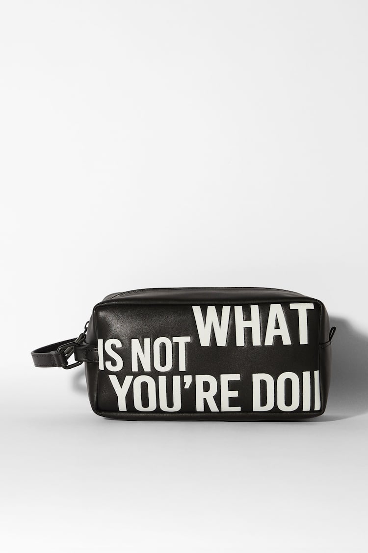 Toiletry bag with lettering