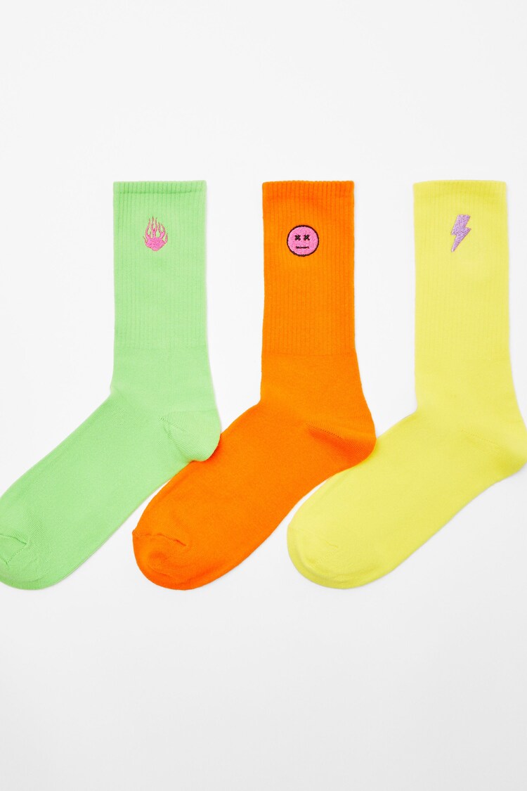 Pakke med 3 par sokker med farveblok.