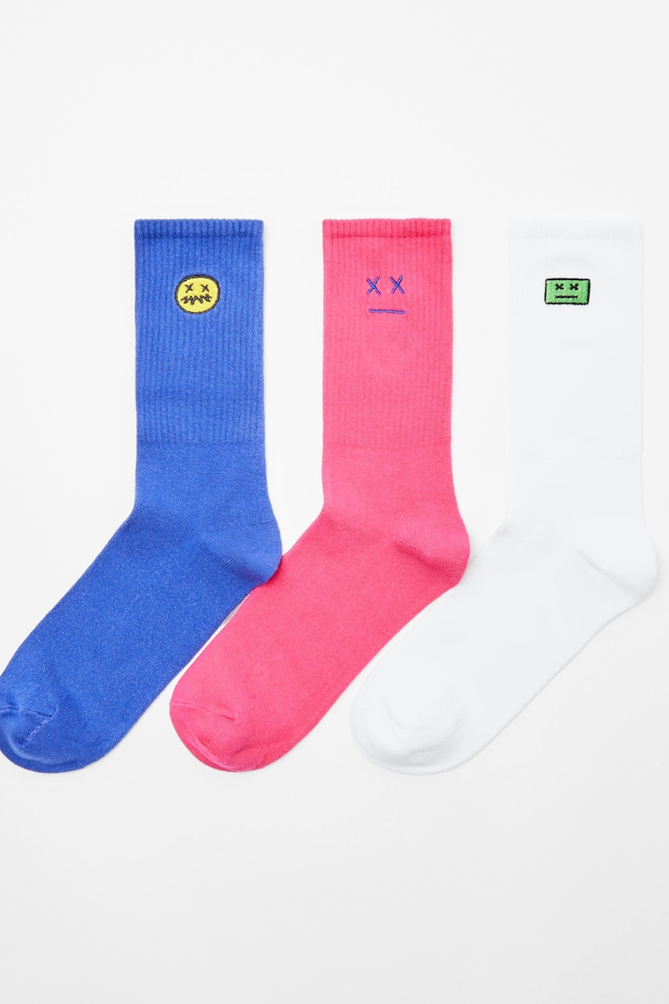 Pack of 3 pairs of colour block socks.