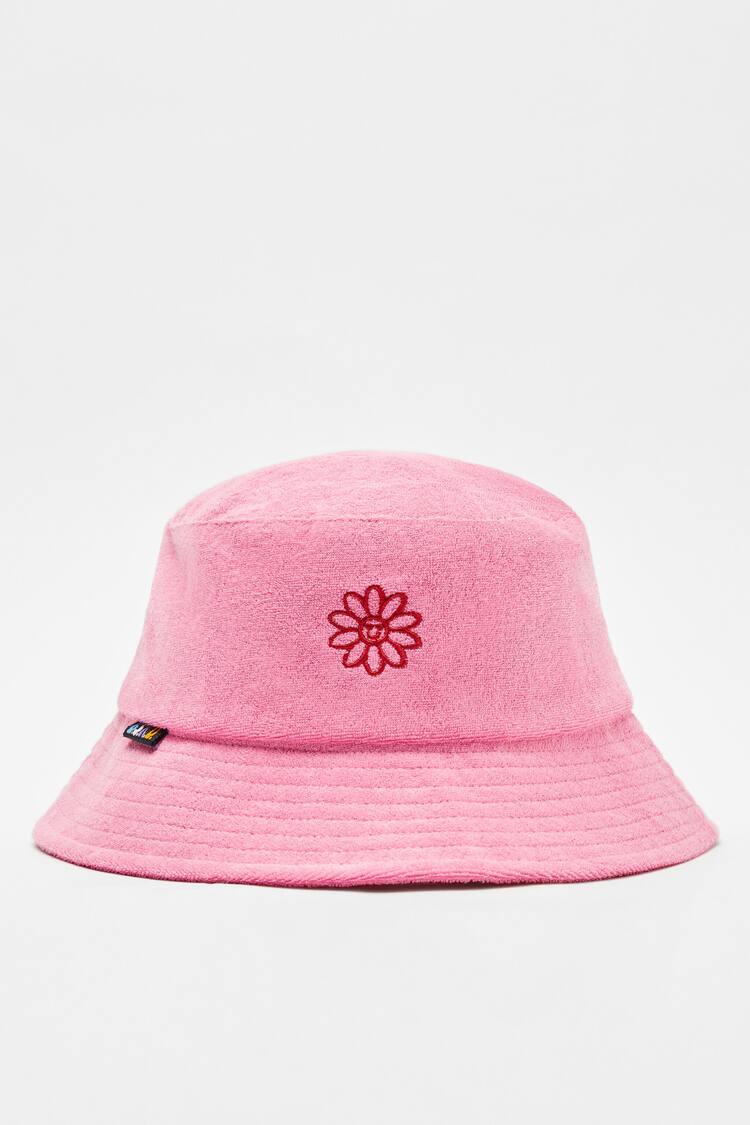 Printed terry-effect bucket hat