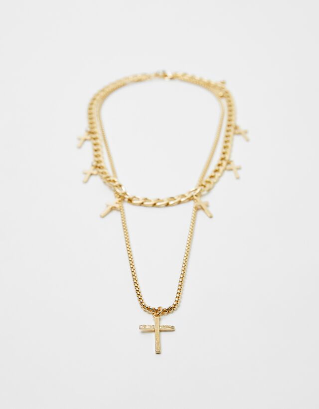Double cross necklace - Man | Bershka