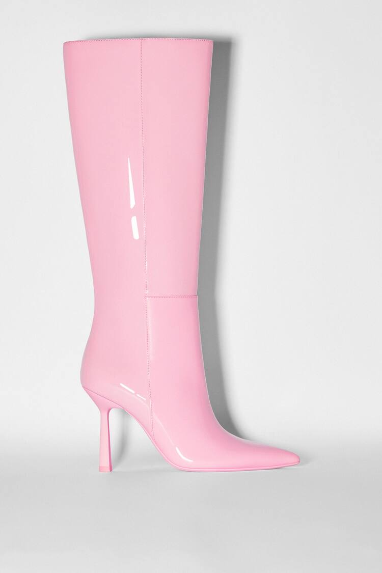 Shiny high-heel boots