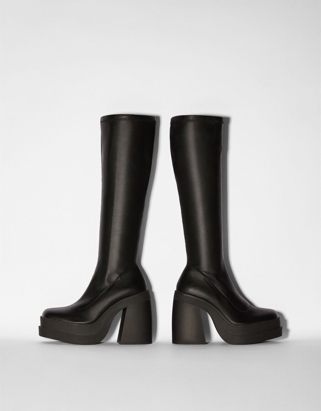 fitted high heel platform ankle boots