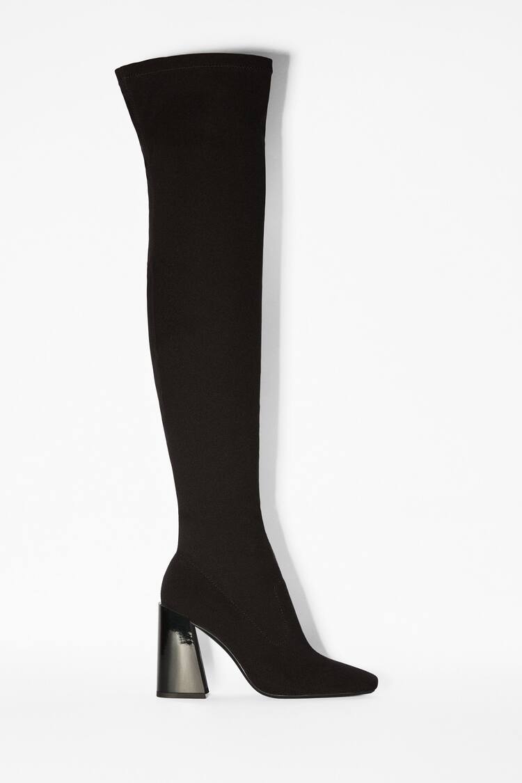 XL stretch boots with chrome heels