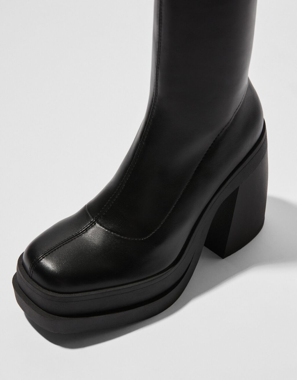 fitted high heel platform ankle boots