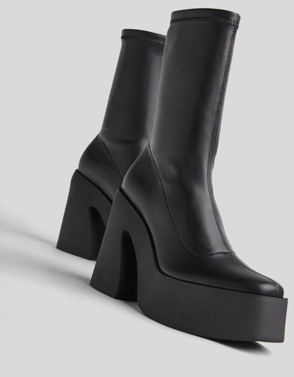 fitted high heel platform ankle boots