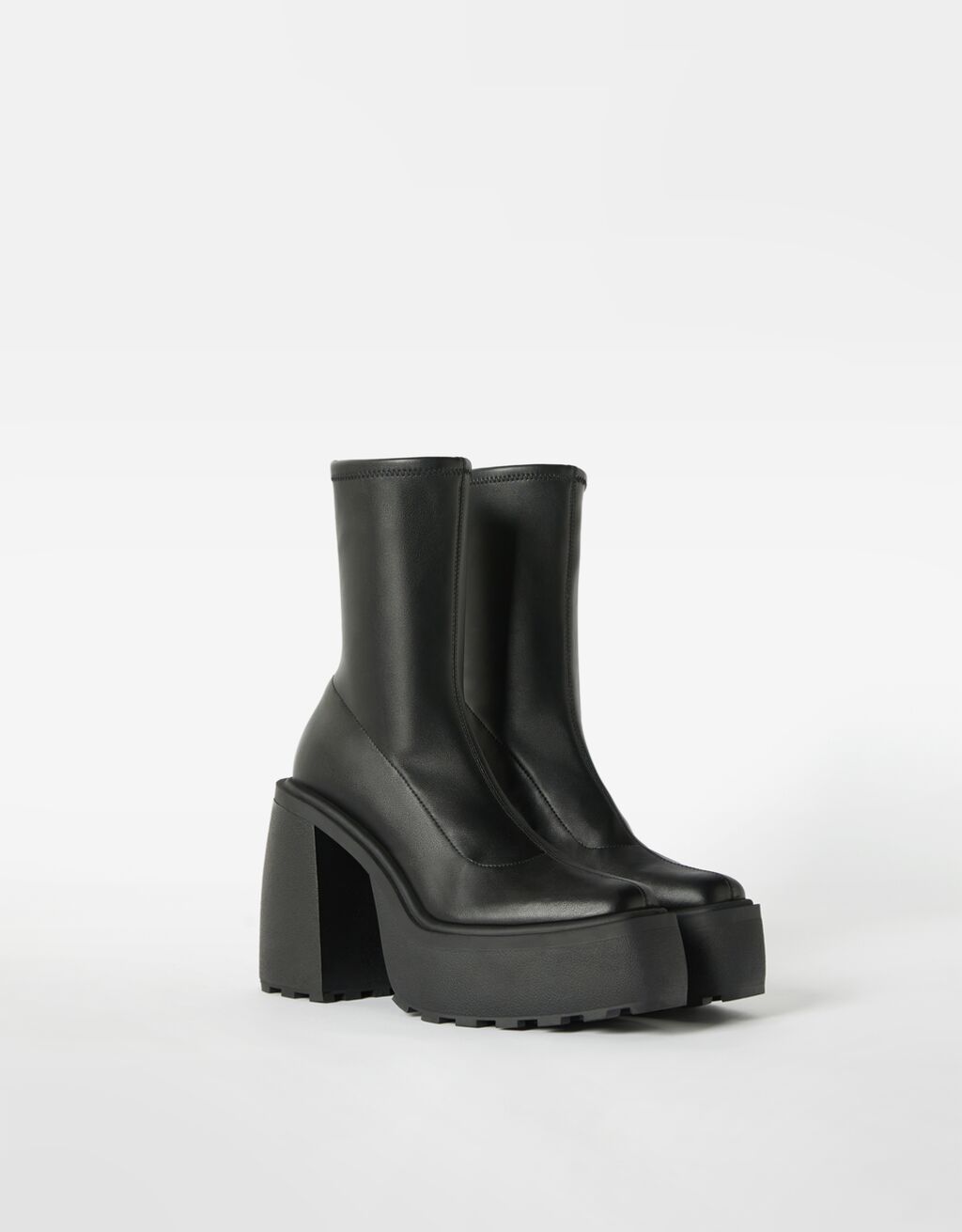 fitted high heel platform ankle boots
